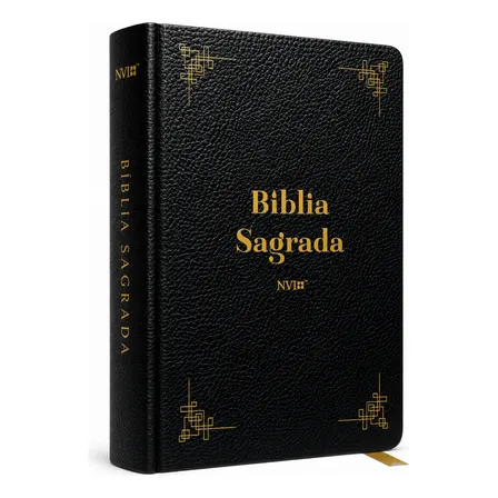 Bíblia Sagrada Nvi | Letra Grande | Capa Preta Premium Estilo Couro Com Detalhes Dourados | Nova Versão Internacional