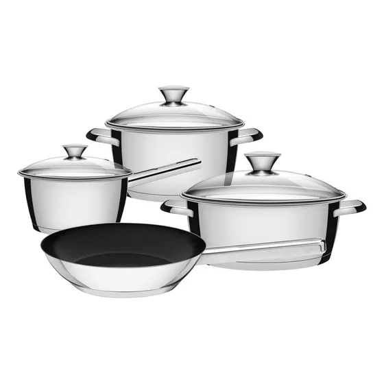 Batería de Cocina Tramontina Allegra en Acero Inoxidable de 4 Piezas
