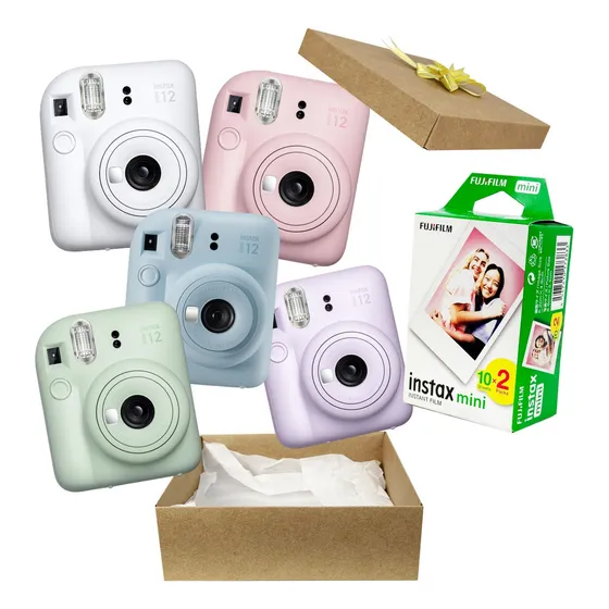 Camera Revela Foto Instax Mini Com Filme 20 Kit Presente Fuj Cor Azul