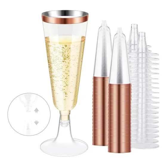 50 Copas De Champán Vasos Acrílicos 5oz/160ml Pasteleriacl