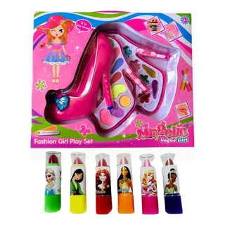 Kit Estojo De Maquiagem Infantil Sapato Rosa + Brinde Batom Kit Estojo De Maquiagem Infantil Sapato Rosa + Brinde Batom