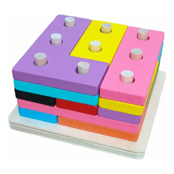 Juego Juguete Didactico Cubo Encastres Rompecabezas Madera