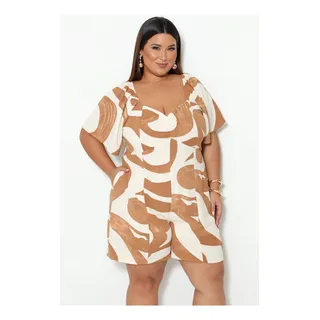 Macaquinho Plus Size Feminino Curto Short Soltinho VerĂŁo Macaquinho Plus Size Feminino Curto Short Soltinho VerĂŁo