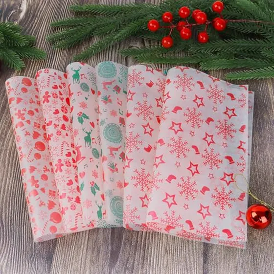 150 Pcs Papel Cera Navidad Para Comida - 3 Patrones, 