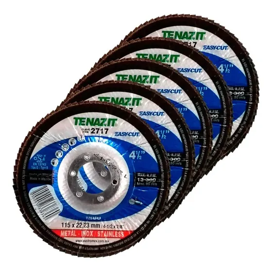 Discos Para Desbaste Y Pulido De Metal Tenazit 2717 10pzs Color Azul/blanco