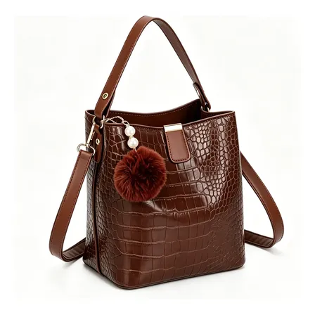 Bolsa Transversal Feminina Couro Alça Ajustável Luxo Coffee Lisa Níquel