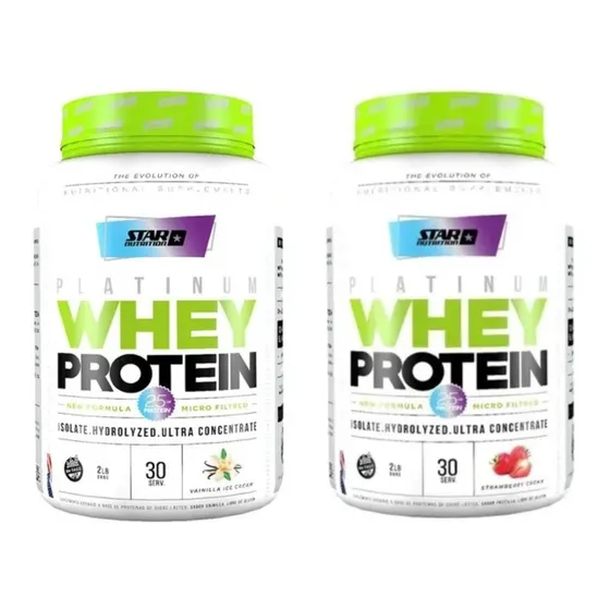 Combo 2x1 Platinum Whey Proteina Star Nutrition Pote 4lb