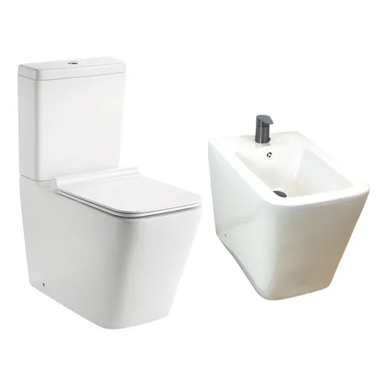 Juego Water Inodoro Con Mochila Y Bidet Lucania Dmc Con Tapa