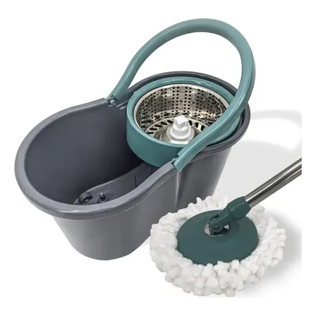 Esfregao Mop Giratorio 8 Litros Cesto Inox 2 Refil Pro Unica