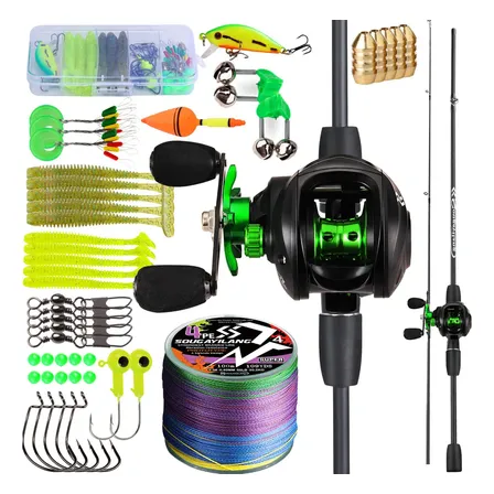 Vara De Pesca Completo 1,80m + Carretilha E Linha+acessórios Cor Verde