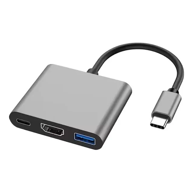 Adaptador Usb 3 En 1 Para Dispositivos Usb-c Gris