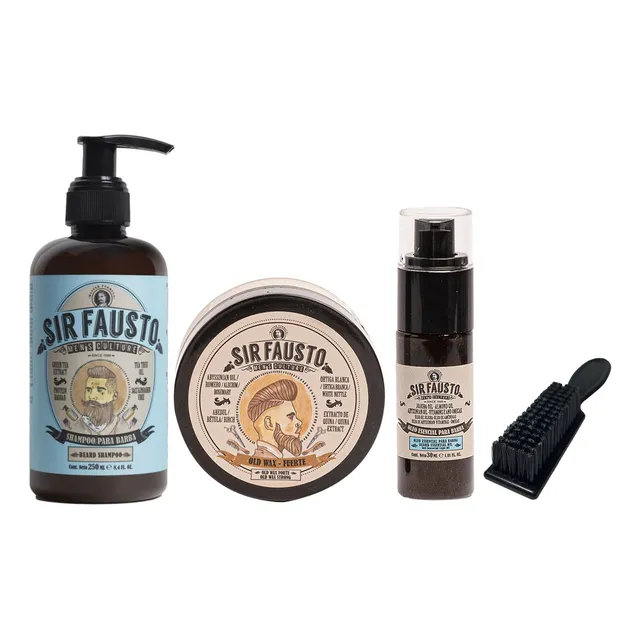 Kit Barba Shampoo + Cera Fuerte + Oleo Esencial + Cepillo