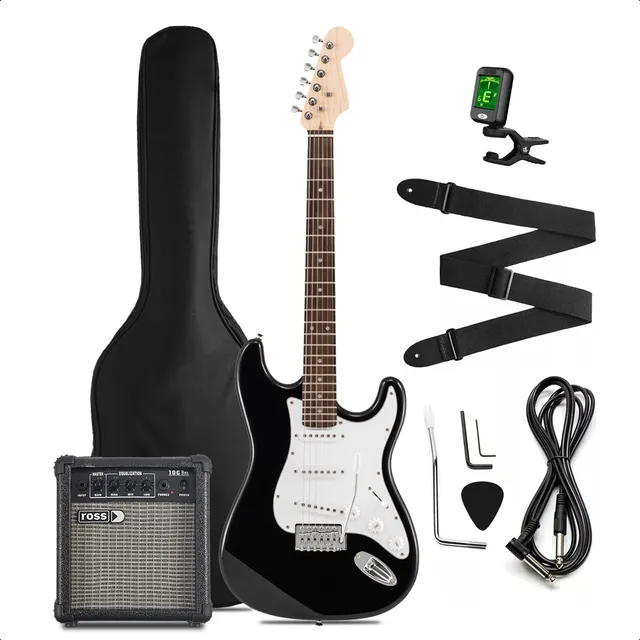 Pack Guitarra Electrica Rock Ampli 10w Funda Afinador Cable