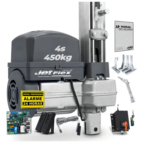 Kit Motor Ppa Bv 1/2 Jet Flex Alum 4 Sup Portão + Trava Frequência 433 Mhz Tamanho Da Engrenagem 5/8  Trava 220v
