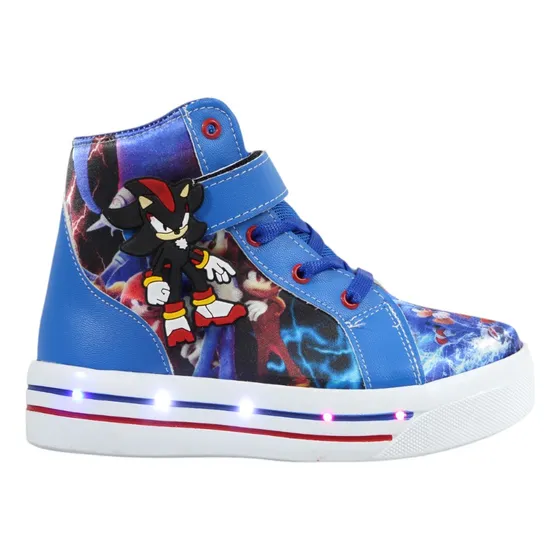 Tenis Niños Botas Sonic Luces Led Botin The Hedgehog Velcro