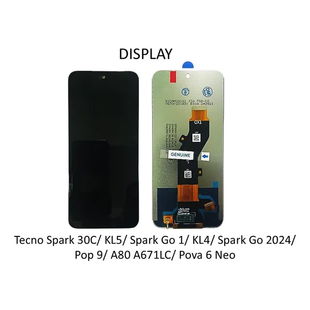 3/4 Pantalla/ Display Tecno Spark 30c/ Go 1/ Go 2024/ Pop 9.