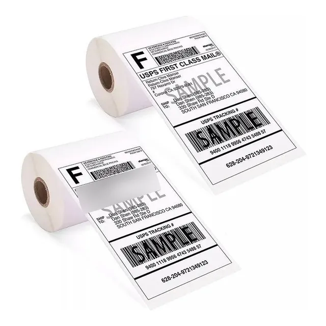 02 Rollos 350 Etiquetas Adhesivas Térmico Directo 100x150mm Color Blanco