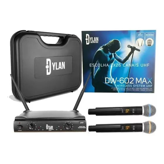 Microfone Sem Fio Dylan Dw-602 Max Profissional