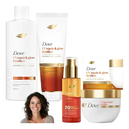 Kit Dove Uv Repair Glow & Ferúlico Sérum Bio-p Expert Danos