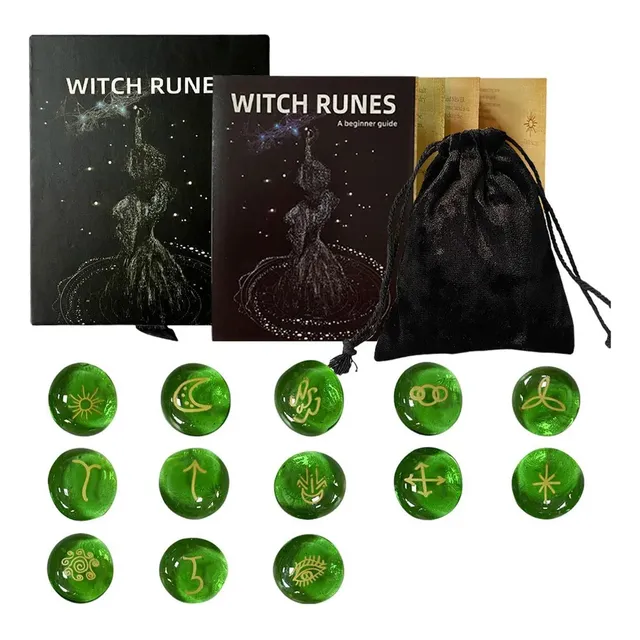 Set De 13 Runas De Brujas Set De Piedras Rúnicas Lib. -