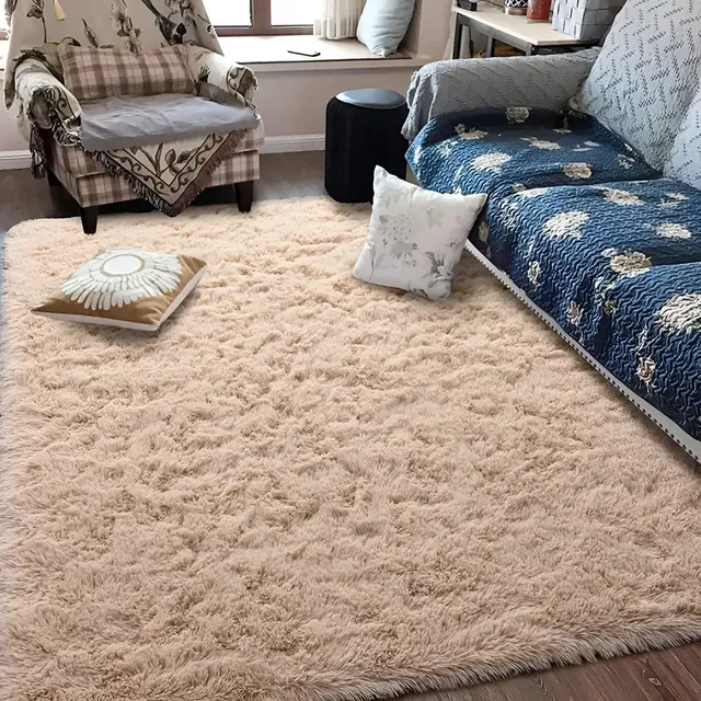 Tapete Felpudo Texfine 1,00x1,50m Peludo Lavável Antiderrapante Bege Sala