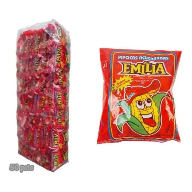 Fardo Pipoca Açucarada Emília - 50 Unidades De 12g - Full Sabor Açucarada