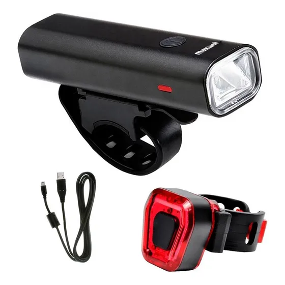 Luz Bicicleta Set Delantera Trasera Usb Maxwell Impermeable Color 52049