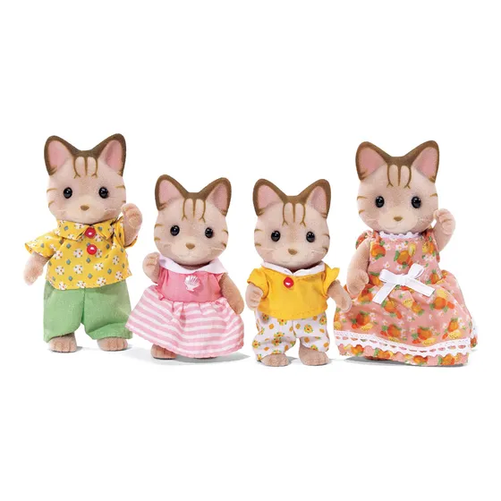 Dolls Calico Critters Sandy Cat Family Con Figuras De Casa D