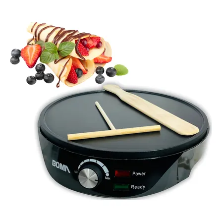 Máquina De Panqueca Crepe Tapioca + Espátulas - Chapa Teflon 220v Preto