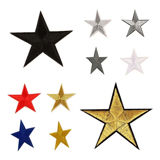 Estrela Prata Bordada Patch Termocolante 5 Und 7cm