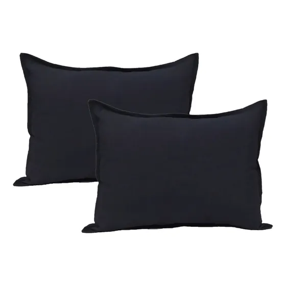 Combo 2 Almohadones Tusor 70x50 Con Cierres Decorativo Cama Color 1-negro