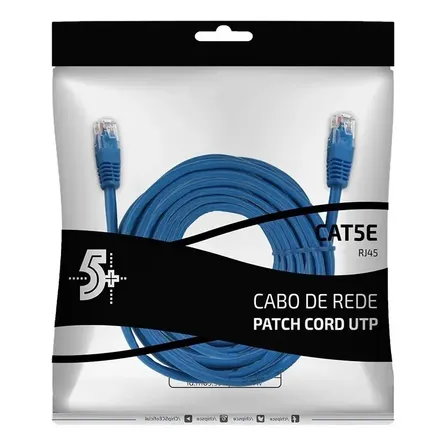 Cabo Utp Rj-45 20m Chipsce Ethernet Cat5e Azul Para Redes Internas