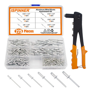 Juego De 225 Remaches Ciegos De Aluminio Con Remachadora Juego De 225 Remaches Ciegos De Aluminio Con Remachadora