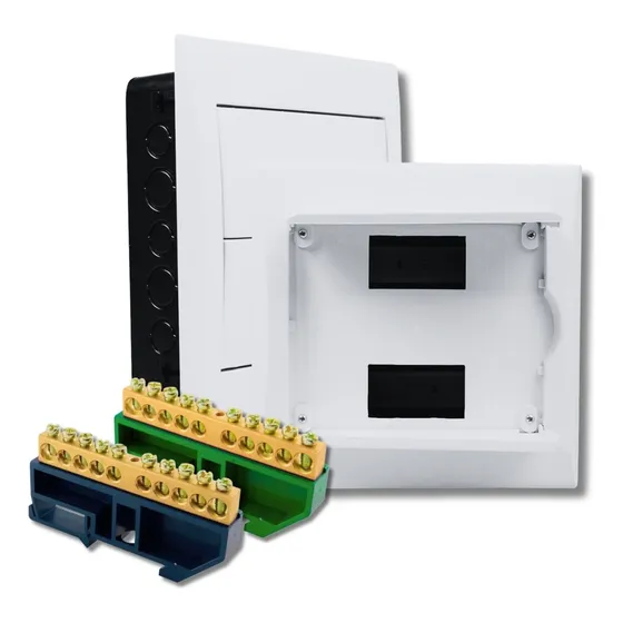 Quadro Distribuição 12/18 Embutir + Barramento Neutro Terra