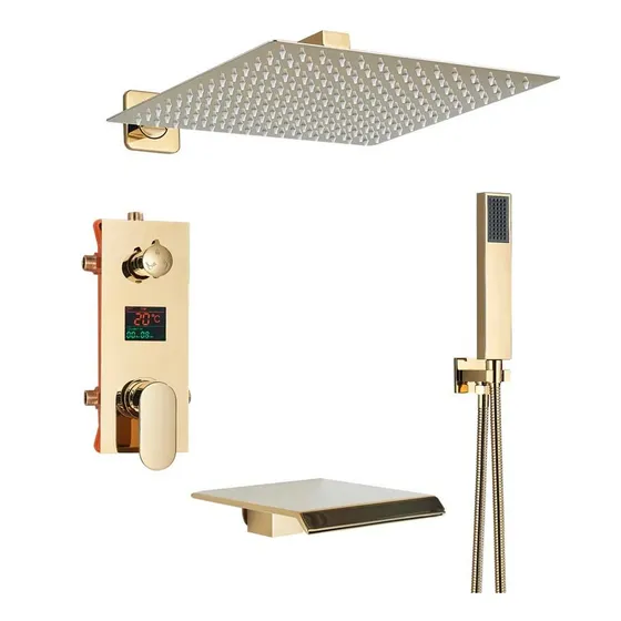 Grifo Ducha Baño Color Negro Digital Metal Cabezal :