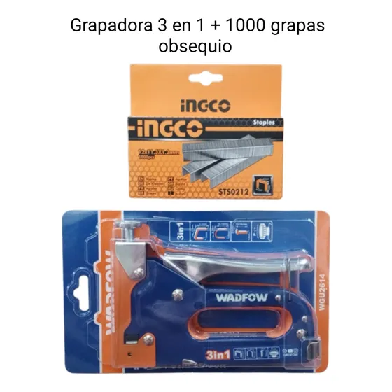 Grapadora Tapicería 3 En 1, Wadfow 4-14mm + 1000 Grapas 