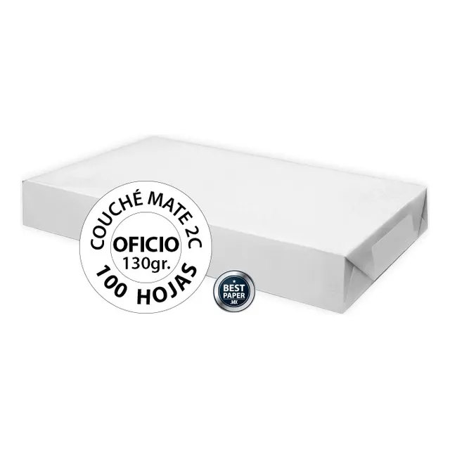 Papel Couche 2c Mate Oficio 130 Gr - 100 Hojas