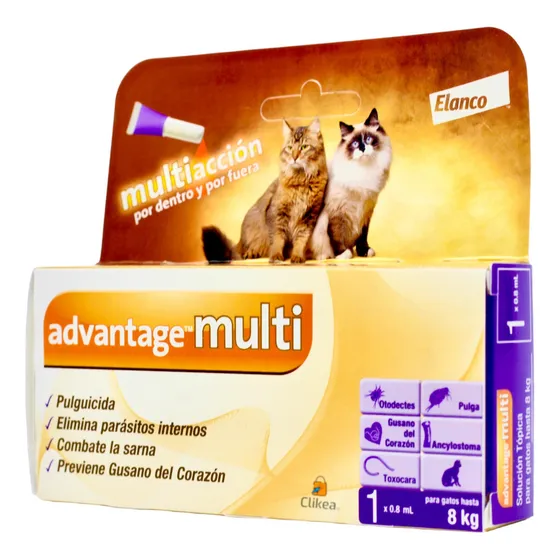 Advantage Multi Gato 0.8 Ml 0-8kg Parasitos Internos Pulgas