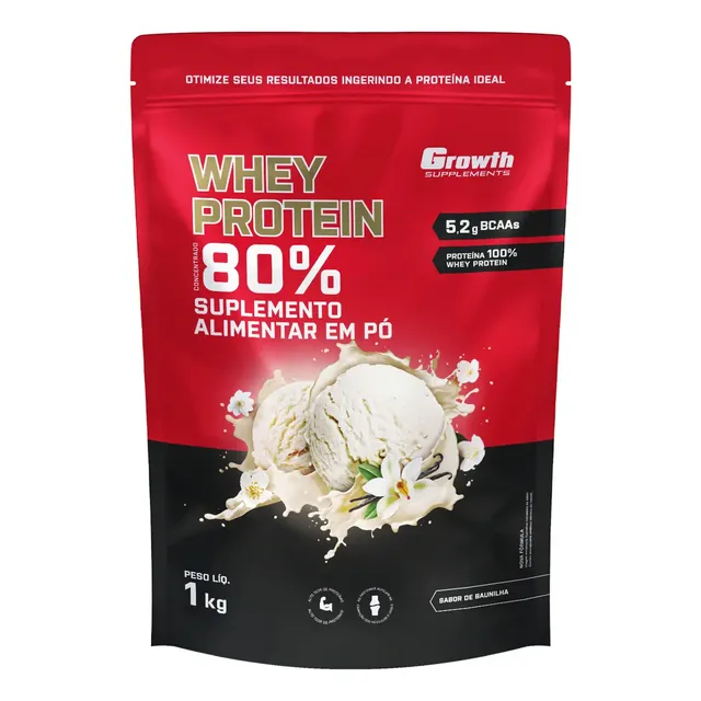 Proteína Growth Supplements Whey concentrado em pó sabor Baunilha x 1kg