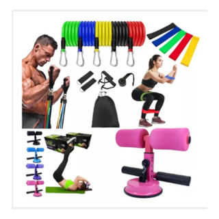 Kit Academia Treino Em Casa Base Abdominal+ Faixa + Elastico Kit Academia Treino Em Casa Base Abdominal+ Faixa + Elastico