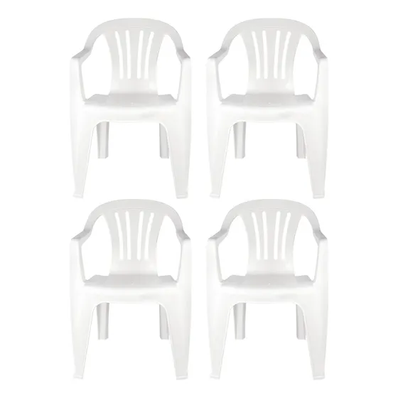 Silla Plástico Mor Reforzada Con Posabrazo Bela Vista Pack 4