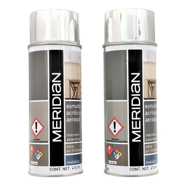 Pintura 410 Ml Platino/cromo Meridian Pack 2p Efecto Cromo