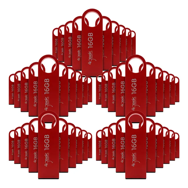 Kit 50 Memorias Usb 16gb Rojo 2.0 Bulk 4geek