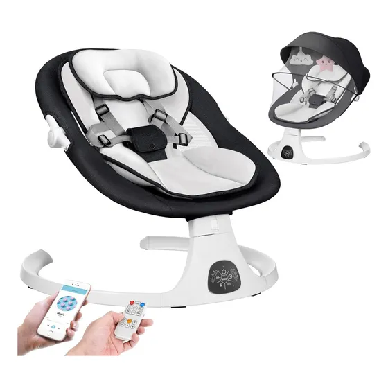 Iron Tree Mecedora Electrica Bebe Bouncer Bebe Silla Vibradora Bebe Color Negro