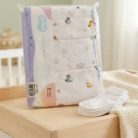 Pano De Boca Bublim Estampado 34cm X 34cm - 100% Algodão Azul-claro