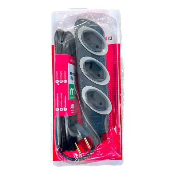 Extensao Daneva No Shock 3 Tomadas 45º Pp 2 Polos 0,75mm Gr