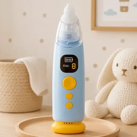 Aspirador Sugador Nasal 9 Modos Limpeza Nariz Bebê Usb Led Azul-celeste