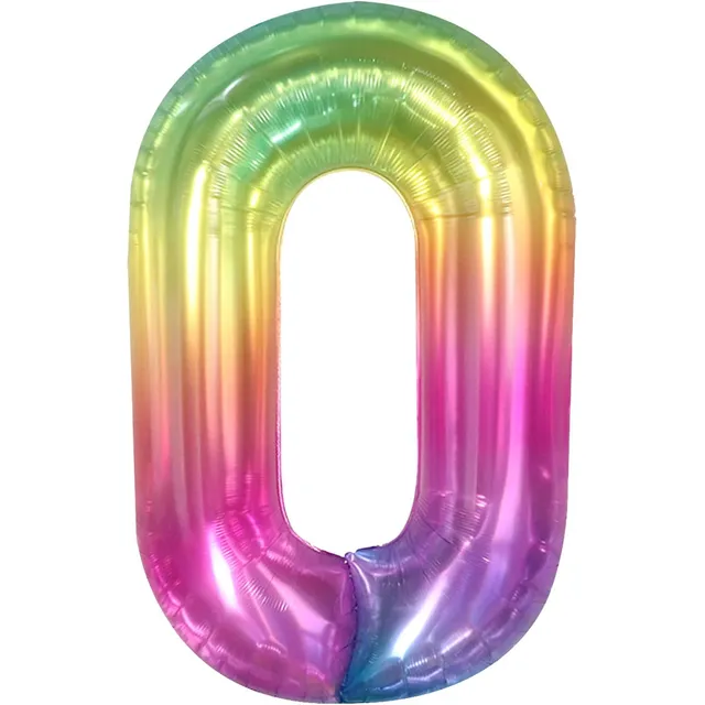 Giant Rainbow Jelly Number 0 Balloons - Large, 40 Inch | Rai