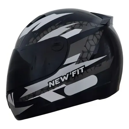 Capacete Moto Ebf New Fit Control Fechado com narigueira preto/cinza