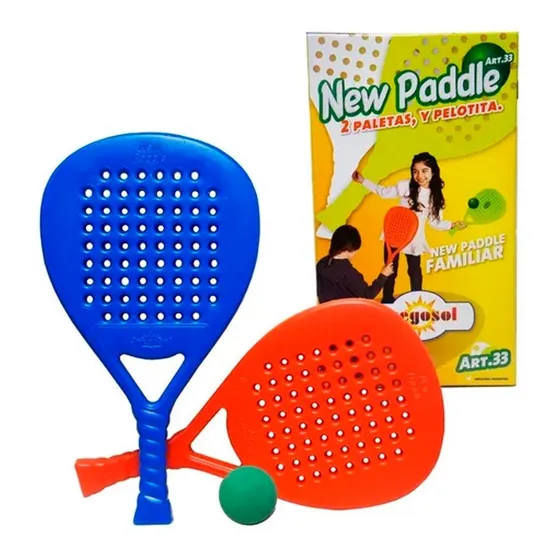 New Paddle Tenis Paleta De Plastico X2 C/pelota Juegosol